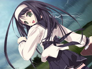 Girl tie rain umbrella school - long hair and a tie free wallpaper for desktop