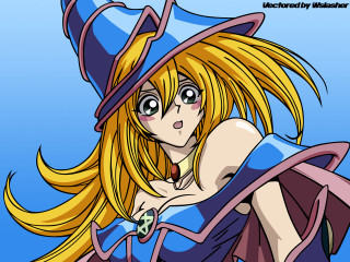 Blonde magician girl hat blue - her body free wallpaper