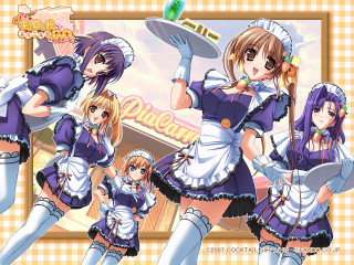 Anime maid girls tray pose - a tray of food free wallpaper