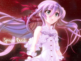 Girl dress flowers space moon - long hair and a dress free wallpaper