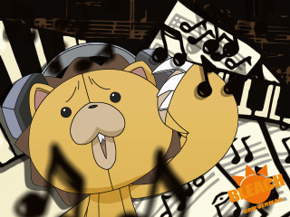 Cartoon bear headphones music notes - his paw free wallpaper