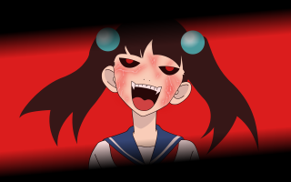 Creepy yandere anime girl red - a creepy expression free wallpaper for desktop