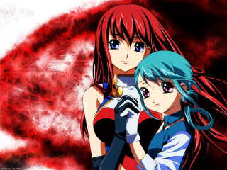 Anime girls long hair blue 12 - one holding free wallpaper