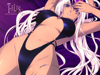 White haired woman bikini purple - woman free wallpaper