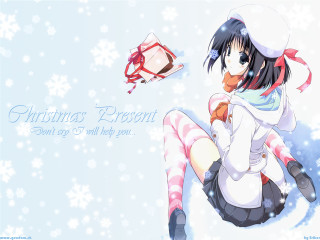 Girl white hat stockings gift - a gift free wallpaper