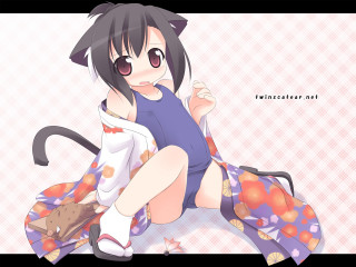 Girl cat ears kimono suit - a purse free wallpaper for desktop