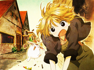 Cartoon boy blonde cigarette house - magical realism free wallpaper for desktop