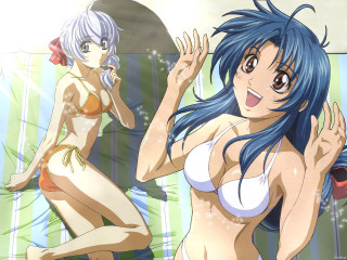 Mirror bikinis manga blue braids - free bikini wallpaper