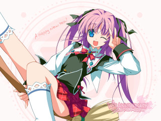 Purple haired girl umbrella pink - a black vest free wallpaper