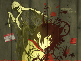 Wooden wall man flower note - a wooden wall free wallpaper