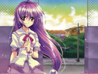Purple hair girl urban night - long purple hair free wallpaper