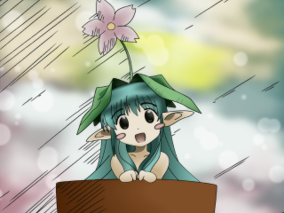Cartoon flower greenhair bluedress manga - mingei free wallpaper for desktop