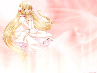 Blonde girl white dress pink - swirl free wallpaper