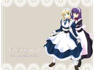 Maid characters floral border remodernism - maid outfit free wallpaper