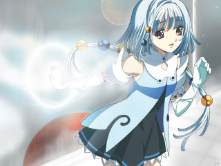 Girl blue dress wand umbrella - a wand free wallpaper