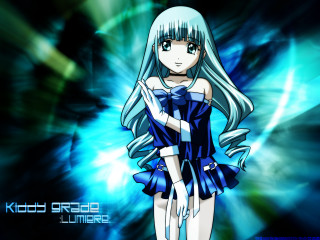 Blue anime girl hologram long - a blue light free wallpaper