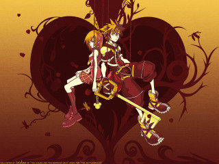 Anime couple tree heart key - a key free wallpaper
