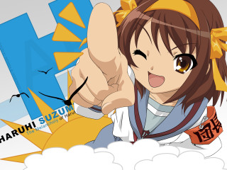 Girl smiling yellowheadband pointing kyoanimation - kyoto animation free wallpaper for desktop