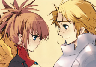 Anime couple eye contact blonde - each others eye free wallpaper