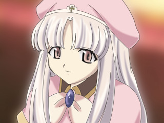 Anime whitehair pinkhat pinkdress blueTie - a pink hat free wallpaper