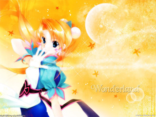 Anime girl blonde blue eyes 3 - star and a moon free wallpaper