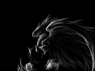 Lion angel wings feathers monochrome - its tail free wallpaper