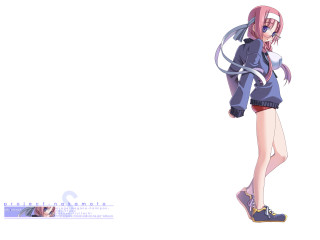 Chizuko pinkhair bluejacket sneakers stand - a blue shirt free wallpaper