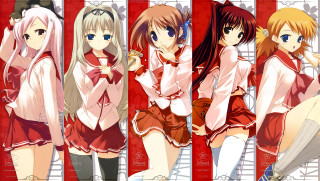 Anime girls red wall rayonism - a red wall free wallpaper
