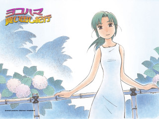 Girl white dress green hair - her arm free wallpaper for desktop