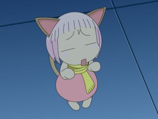 Cartoon cat yellow ribbon pink - a cartoon cat free wallpaper