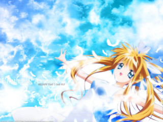 Anime girl flying blue sky - magical free wallpaper for desktop