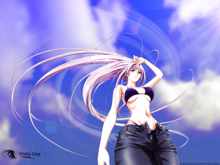 Woman longhair bikinistanding cloudy sky - claire falkenstein free wallpaper