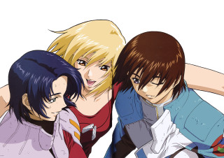 Anime group blue red cobra - three anime character free wallpaper for desktop