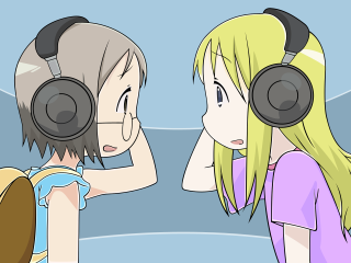 Couple headphones mirror manga blonde - one person free wallpaper