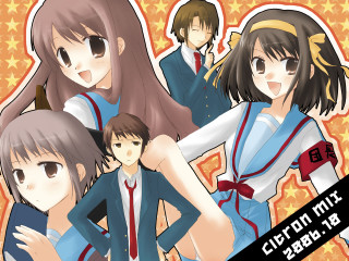 Anime girls starry school uniforms - a manga drawing free wallpaper