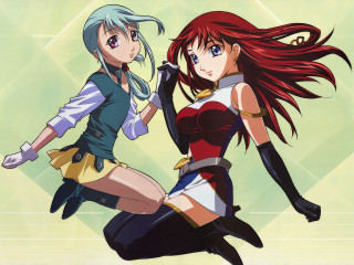 Anime girls diamond pattern purple - two anime girl free wallpaper