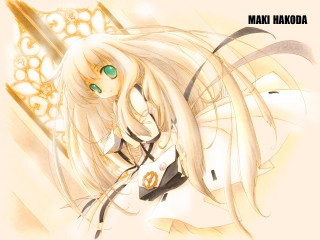 Anime girl white hair green 6 - long white hair free wallpaper