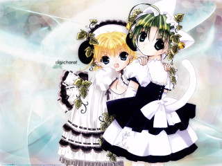 Anime girls cat ears gothic - dress free wallpaper