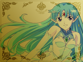 Anime girl blue hair green 2 - a green dress free wallpaper