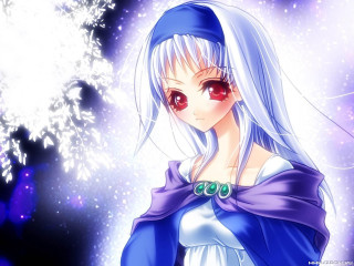 Anime girl blue hair red 6 - a blue dress free wallpaper for desktop