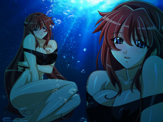 Two anime girls water back - their back free wallpaper