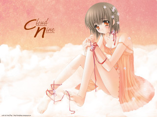 Girl cloud string pink sky - a string free wallpaper
