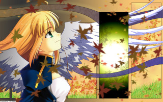 Girl blonde hair wings autumn - long blonde hair free wallpaper