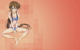 Woman bikini sitting red background - her leg free wallpaper