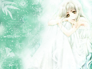 Angel white hair dress green - a white angel free wallpaper for desktop