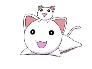 White cat smiling pillow rayonism - kawaii free wallpaper for desktop