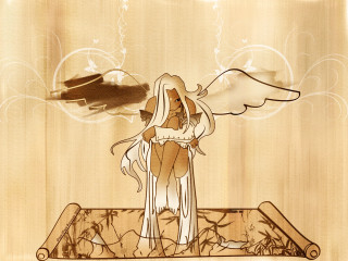 Gothic woman wings boat bird - over her free wallpaper for desktop