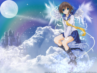 Girl cloud castle rainbow anime - a cloud free wallpaper
