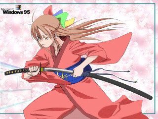 Pink dress sword cherry blossoms - official art free wallpaper for desktop