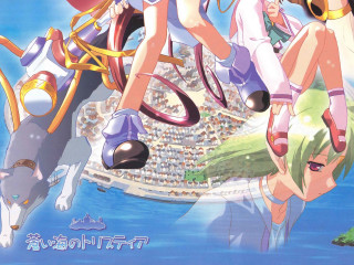 Anime girls beach dog horse - a horse free wallpaper for desktop